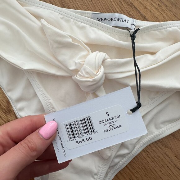 NWT WeWoreWhat Swimsuit Riviera Bikini Bottom In Off White High Waist Sz Small - Picture 5 of 7